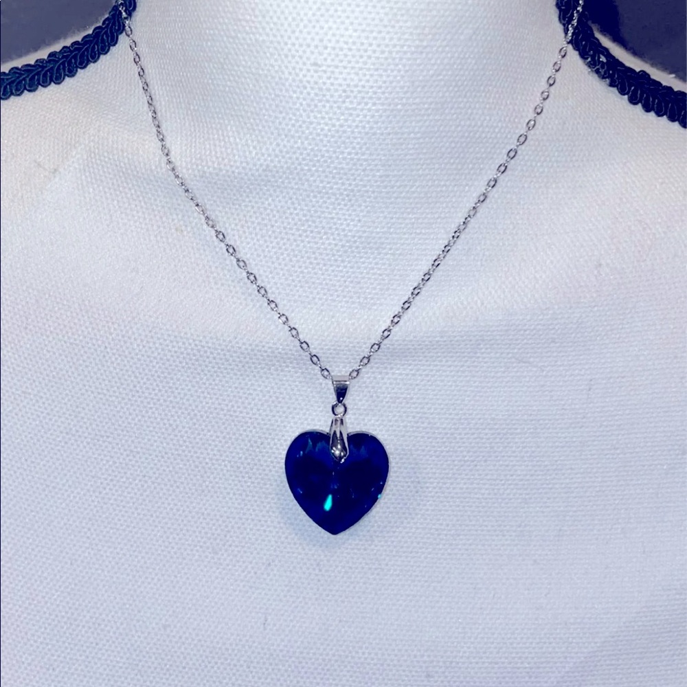 Paparazzi Jewelry Lot Silver Earrings and Necklace Blue Hearted Rhinestone NWT!